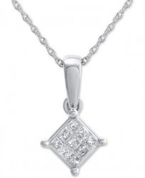 Diamond Cluster 18" Pendant Necklace (1/10 ct. t. w) in 14k White Gold