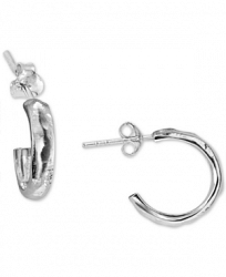 Argento Vivo Chunky Hammered Huggie Hoop Earrings in Sterling Silver