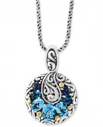 Effy Multi-Gemstone (3-1/2 ct. t. w. ) 18" Pendant Necklace in Sterling Silver & 18k Gold Over Sterling Silver