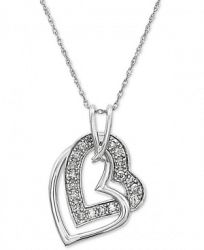 Diamond Double Heart 18" Pendant Necklace (1/4 ct. t. w. ) in 10k White Gold
