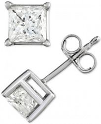 Diamond Princess Stud Earrings (1-1/2 ct. t. w. ) in 14k White Gold