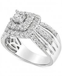 Diamond Multi-Row Halo Engagement Ring (1 ct. t. w. ) in 14k White Gold