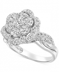 Diamond Flower Halo Cluster Engagement Ring (1-1/2 ct. t. w. ) in 14k White Gold
