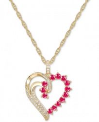 Certified Ruby (1 ct. t. w. ) & Diamond (1/5 ct. t. w. ) Heart 18" Pendant Necklace in 14k Gold