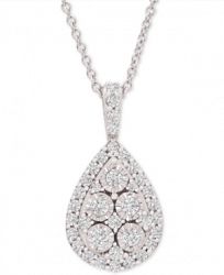 Diamond Teardrop Cluster 20" Pendant Necklace (1/2 ct. t. w. ) in Sterling Silver