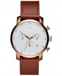 Mvmt Men's Chrono 40 Rose Gold Natural Tan Leather Strap Watch 40mm