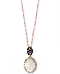 Effy Multi-Gemstone (1-1/10 ct. t. w. ) & Diamond (1/0 ct. t. w. ) 18" Pendant Necklace in 14k Rose Gold
