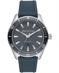 AX Armani Exchange Men's Enzo Blue Silicone Strap Watch 46mm