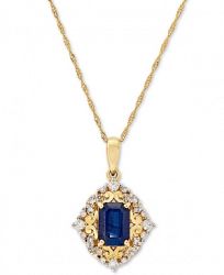 Sapphire (1 -/6 ct. t. w. ) & Diamond (1/5 ct. t. w. ) 18" Pendant in 14k Gold