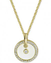 Argento Vivo Cubic Zirconia & White Enamel Circle 18" Pendant Necklace in 18k Gold-Plated Sterling Silver