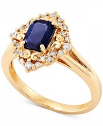Sapphire (1-1/6 ct. t. w. ) & Diamond (1/5 ct. t. w. ) Statement Ring in 14k Gold