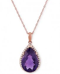 Amethyst (4-5/8 ct. t. w. ) & Diamond (1/6 ct. t. w. ) 18" Pendant Necklace in 14k Rose Gold