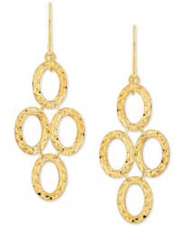 Textured Oval Ring Chandelier Drop Earrings in 10k Gold