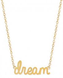 Sarah Chloe Dreams Script Adjustable Pendant Necklace in 14k Gold-Plated Sterling Silver