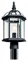 147-BEL-553952 - Bailey Street Home - One Light Outdoor Post MountBlack Finish with Clear Beveled Glass -