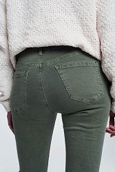 High Waisted Skinny Jeans In Green - Medium