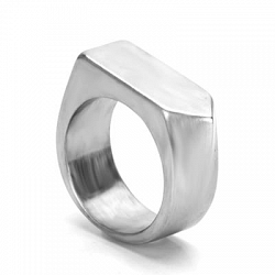 Men Black Flat Top Titanium Steel Ring - Silver A / 7