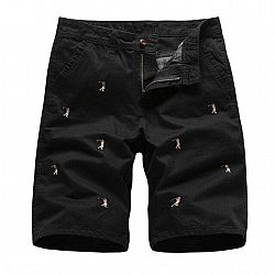 Men's Brocade Golf Stitching Cargo Shorts - Black / 34