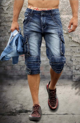 Men'S Shorts Denim Cargo Jeans - Blue 1 / (30) 77 CM/ 30.31"