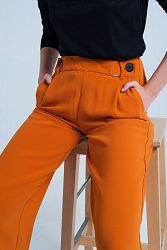 Orange Wide Leg Pants With Buttons - L