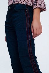 Skinny Jeans With Sports Red Stripes - L