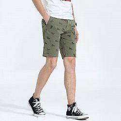 Slim Fit Cargo Shorts High-Tops Shoe Print Design - Green / 32