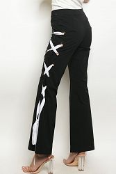 Womens Lace Up Pants - Large / Black White