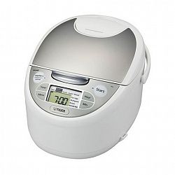 Tiger Jax-S Series Micom Rice Cooker With Tacook Cooking Plate, 10 Cups White