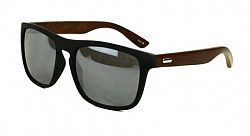 George Mens Black With Dark Wood Square Sunglasses Black O/S