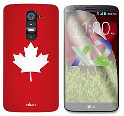 Exian Screen Guards X2 And Tpu Case For Lg G2 - Maple Leaf White On Red Red