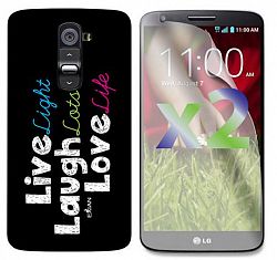 Exian Screen Guards X2 And Tpu Case For Lg G2 - Live Laugh Love Black
