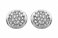 Quintessential 14Kt Rhodium Plated Curved Crystal Stud Earrings White
