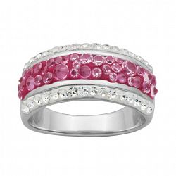 Paj Iceberg Collection Crystal Band Ring - Hot Pink Pink 7