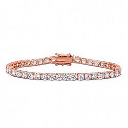 Avra Rose 18-4/5 Carat T. G. W. Cubic Zirconia Rose Plated Sterling Silver Tennis Bracelet White None