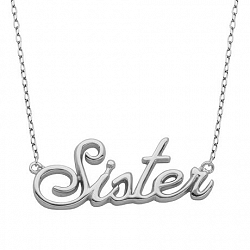 Paj Rhodium Plated Sterling Silver "Sister" Necklace
