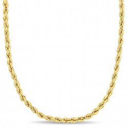 Miabella 14K Yellow Gold 3Mm Rope Chain Necklace, 22" Yellow None