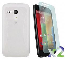 Exian Screen Guard Protectors And Tpu Case For Motorola Moto G - Sparkling Transparent Clear Clear
