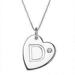 Paj Sterling Silver Initial "D" Heart Pendant With Rhinestone Accent