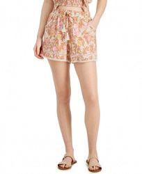 Vanilla Star Juniors' Printed Lace-Trim Shorts