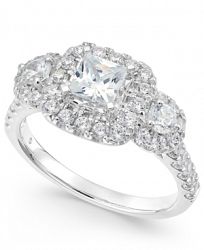 Triple Cluster Princess Engagement Ring (1-1/3 ct. t. w. ) in 14k White Gold