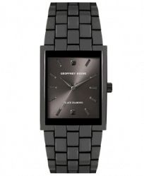 Geoffrey Beene Rectangular Case Genuine Black Diamond Dial Bracelet Watch