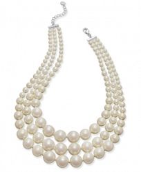 Charter Club Imitation Pearl Three-Row Collar Necklace, Created for Macy's