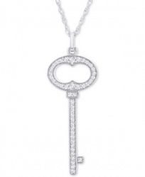 Diamond Key 18" Pendant Necklace (1/5 ct. t. w. ) in 14k White Gold