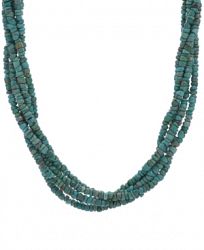 American West Five Strand Green Turquoise Necklace in Sterling Silver and Brass