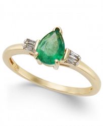 Emerald (3/4 ct. t. w. ) & Diamond (1/8 ct. t. w. ) Ring in 14k Gold