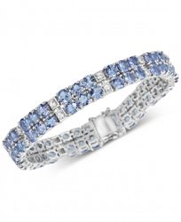 Sapphire (18 ct. t. w. ) & White Topaz (2 ct. t. w. ) Tennis Bracelet in Sterling Silver (Also available in Tanzanite)