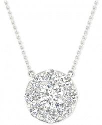 Diamond Halo Pendant Necklace (1 ct. t. w. ) in 14k White Gold, 16" + 2" extender