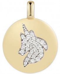 Charmbar Swarovski Zirconia Unicorn "One of a Kind" Reversible Charm Pendant in 14k Gold-Plated Sterling Silver