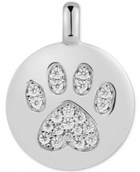 Charmbar Swarovski Zirconia Pawprint "Puppy Love" Reversible Charm Pendant in 14k Gold-Plated Sterling Silver