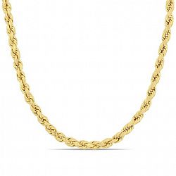 Miabella 14K Yellow Gold 4Mm Rope Chain Necklace, 20" Yellow None